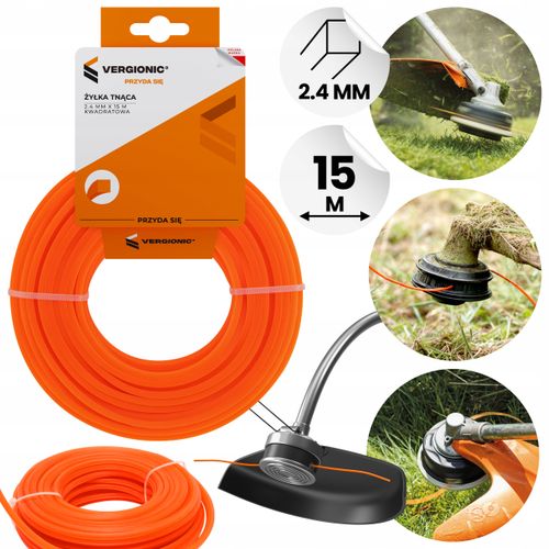 Żyłka tnąca 2,4 mm x 15 m kwadratowa VERGIONIC na Arena.pl