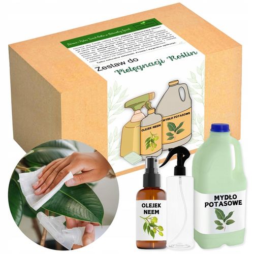 ZESTAW DO CZYSZCZENIA ROŚLIN LIŚCI KWIATÓW OLEJEK NEEM OLEJ MYDŁO POTASOWE na Arena.pl
