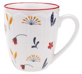 Kubek porcelanowy EXOTIC FLOWER 400 ml biało-czerwony kolorowe kwiatki wz.1