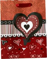 Torebka Prezentowa z Sercem i Brokatem