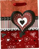 Torebka Prezentowa z Sercem i Brokatem