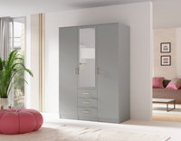 Szafa 3- Drzwiowa z Szufladami i Lustrem 4D3SZ 150cm Szara LISA MX-3 Kolory