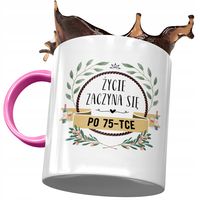 Kubek Różowy Na Urodziny 75 75Te 75-Te Prezent Z Nadrukiem Ze Zdjęciem