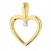 ZŁOTA ZAWIESZKA pr. 585 SERCE z BRYLANTEM 0,005ct