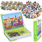 układanka książka magnetyczna magnesy puzzle pojazdy auta transport 77 el.