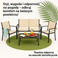 KOMPLET MEBLI OGRODOWYCH ZESTAW MEBLE 4 ELEMENTY KANAPA KRZESŁO STOLIK BEŻ