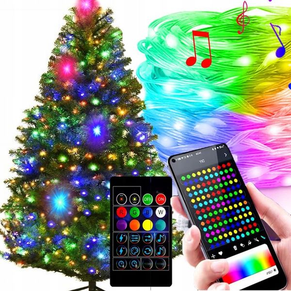TAŚMA 200 LED INTELIGENTNE LAMPKI APLIKACJA BLUETOOTH PILOT STEROWANIE 20M zdjęcie 1