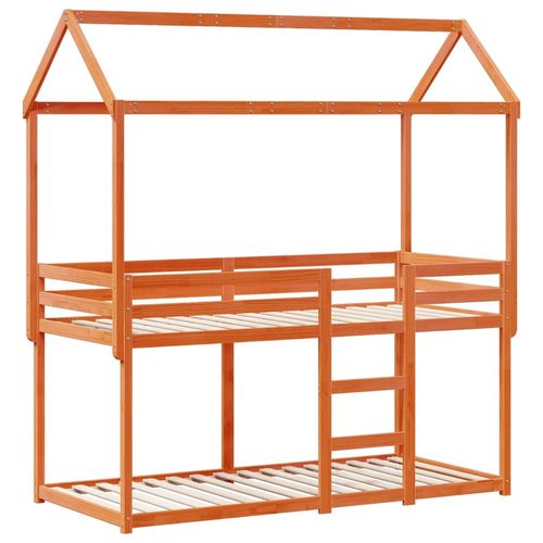 Łóżko z piętrem i daszkiem, woskowy brąz, 80x200 cm na Arena.pl