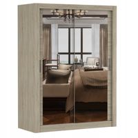 Szafa przesuwna MILAN 150x64 SONOMA/SONOMA+LUSTRO półki pojemna PRODUCENT