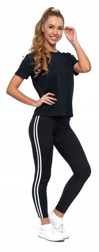 FIT Legginsy spodnie z lampasami getry mocno kryjące czarne MORAJ L/XL na Arena.pl