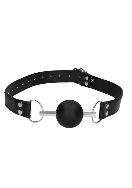 Solid Ball Gag - With Bonded Leather Straps zdjęcie 2