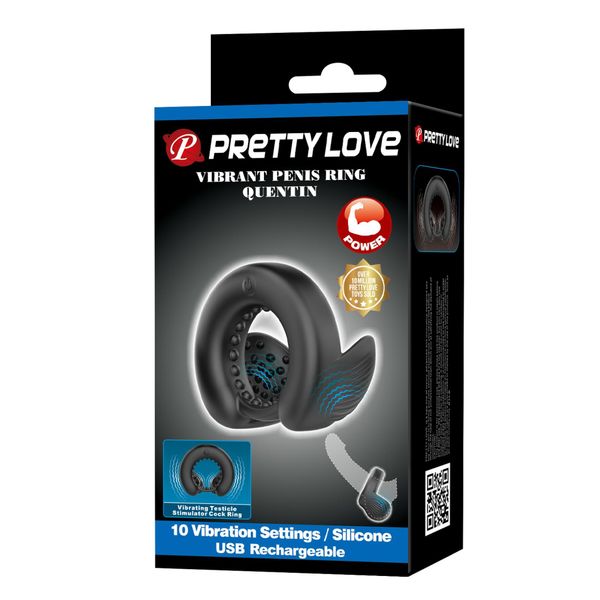 Pretty Love Quentin Vibrating Silicone Cock Ring zdjęcie 12