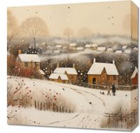 Obraz 50x50cm Wioska Otulona Śniegiem