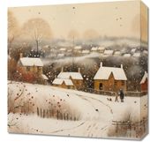 Obraz 50x50cm Wioska Otulona Śniegiem