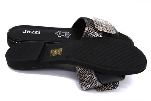 Klapki damskie z aplikacją JEZZI RMR24148-3 - czarno-srebrne 38 na Arena.pl