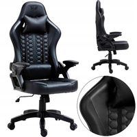 FOTEL GAMINGOWY GRACZA BIUROWY KRZESŁO DO BIURKA OBROTOWE ECOSKÓRA czarny