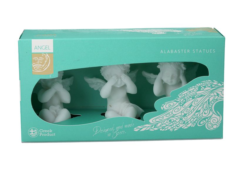 Zestaw 3 aniołków - alabaster grecki zdjęcie 6