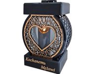 MĄŻ MĘŻOWI ZNICZ LAMPION NA GRÓB KOŁO RTN SERCE RAMA ZŁOTO+ŚWIECA LED CZARN