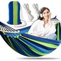 HAMAK OGRODOWY ZE STELAŻEM dwuosobowy brazylijski XXL DUŻY ZESTAW POKROWIEC