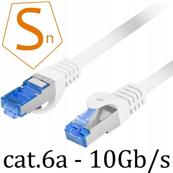 Kabel Ethernet RJ45 LAN kat.6A SFTP LSZH 0.5M biał zdjęcie 2