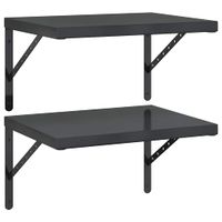 Półki ścienne, 2 szt., 50x40 cm, czarna stal nierdzewna