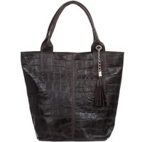 VERA PELLE torebka damska skórzana shopper kroko z saszetką V524 c.brązowa