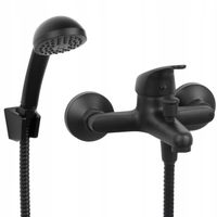 Bateria wannowa z prysznicem czarna ścienna kran DO WANNY słuchawka z wężem
