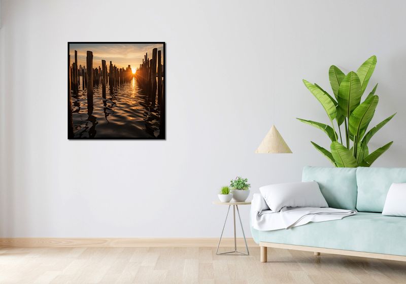 Plakat 80x80cm Zachód Słońca przy Palach zdjęcie 4