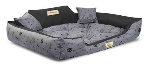 Legowisko dla psa kojec KINGDOG 115x95 cm wodoodporne kości czarne na Arena.pl