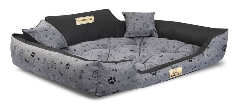 Legowisko dla psa kojec KINGDOG 115x95 cm wodoodporne kości czarne zdjęcie 3