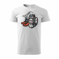 Koszulka z plecakiem z górami w góry turystyczna trekkingowa męska biała REGULAR XL