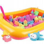 Piasek Kinetyczny 3KG Piaskownica Basen Foremki Zestaw XXL Super Plastyczny