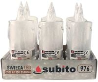 Świeca brokatowa LED SUBITO C502 H145 biała zimna (976) 6 sztuk