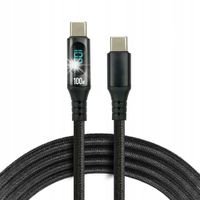 SZYBKI KABEL USB-C - USB-C PD 60W W OPLOCIE 2M LCD POKAZUJĄCY MOC ŁADOWANIA