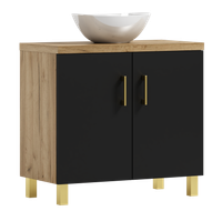 Szafka łazienkowa ROCO 80 czarny/dąb craft złoty  z umywalką Eliza B (W5)