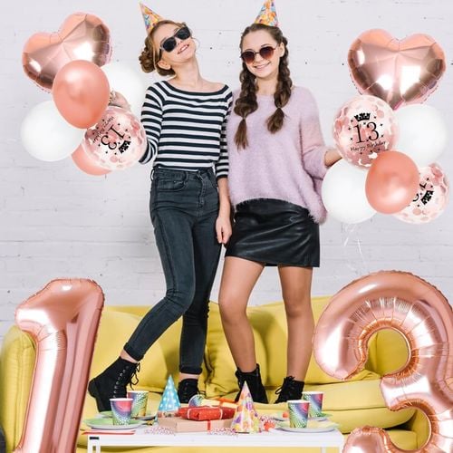 Zestaw Balonów na 13 Urodziny Różowe Złoto Konfetti Baner Gwiazdki XL na Arena.pl