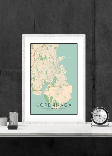 Kopenhaga mapa kolorowa - plakat 50x70 cm na Arena.pl