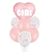Zestaw balonów na baby shower It's a Girl dziewczynka, różowy