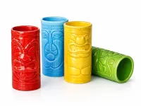 Kolorowe Kieliszki Tiki do Shotów - Ceramiczny Zestaw w Tropikalnym Stylu