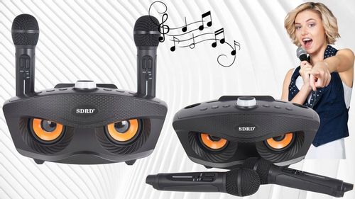 KARAOKE BEZPRZEWODOWY ZESTAW GŁOŚNIK 2 MIKROFONY BLUETOOTH NA IMPREZY SUPER na Arena.pl