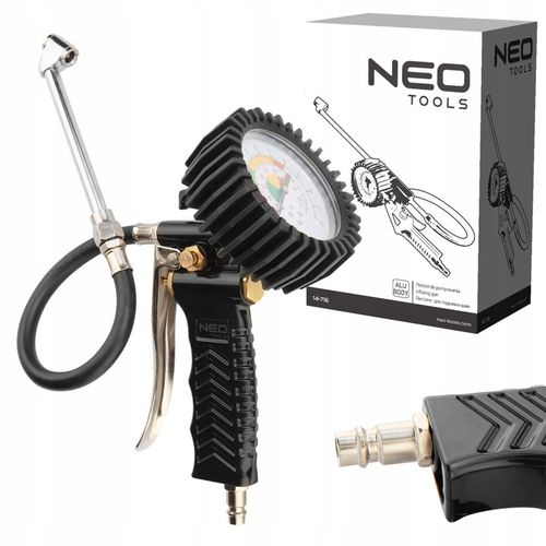 NEO PISTOLET DO POMPOWANIA KÓŁ Z MANOMETREM DŁUGA KONCÓWKA 12 BAR 14-716 na Arena.pl