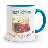 Dla Rolnika Kubek Błękitny Jestem Rolnikiem Z Nadrukiem Ze Zdjęciem