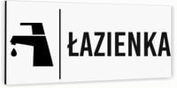 Tabliczka na drzwi ŁAZIENKA Aluminium BIAŁA Dibond NADRUK UV Nierdzewna