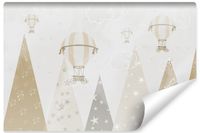 Fototapeta GÓRY Balony Chmury Gwiazdy Pejzaż Styl Retro 400cm x 280cm