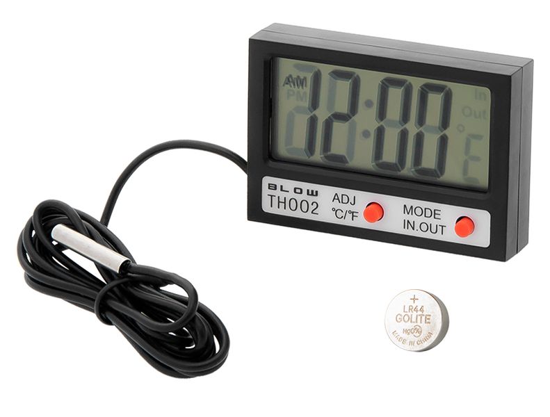 Termometr panelowy BLOW LCD+zegar TH002 zdjęcie 1