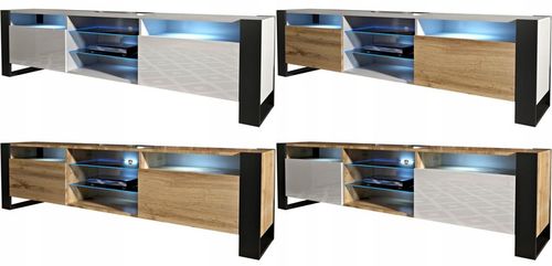 Szafka RTV pod telewizor LOFT 200 200cm loftowa dąb wotan LED na Arena.pl