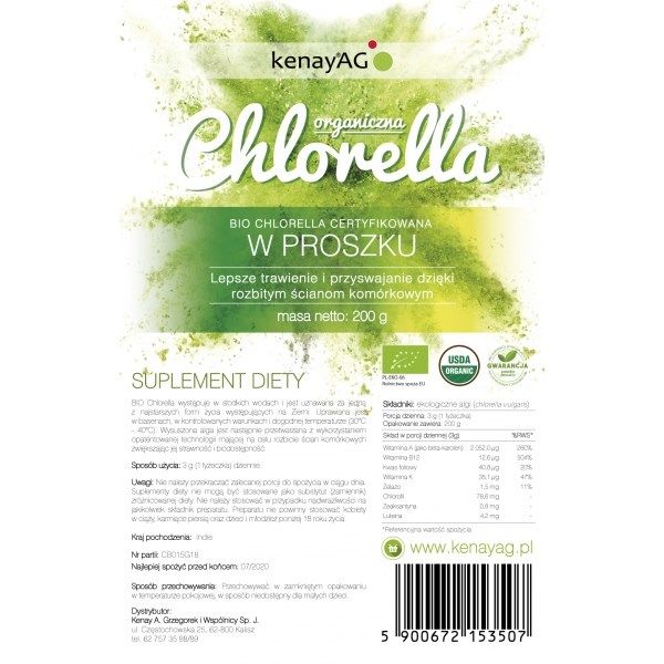 KENAY EKO Chlorella (200 g) zdjęcie 1