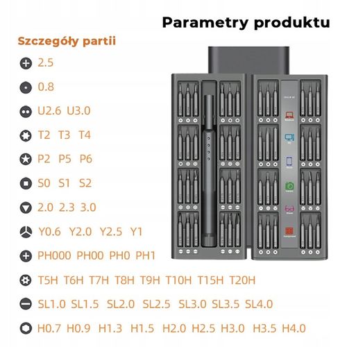 Śrubokręt precyzyjny TurnTech z zestawem końcówek 48 in 1 ALU na Arena.pl