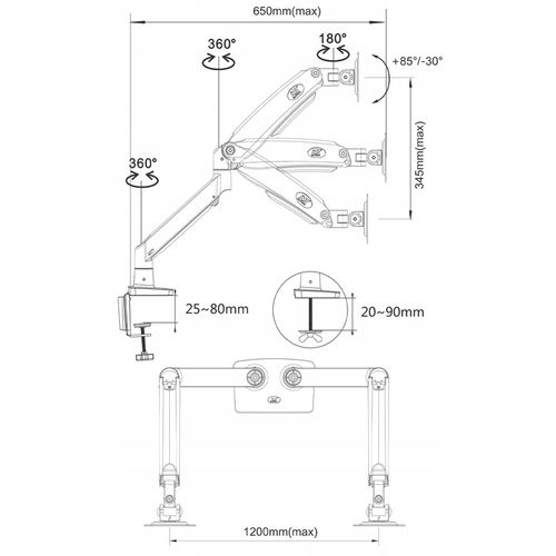 Regulowany Uchwyt Biurkowy na Dwa Monitory 22'-32' na Arena.pl