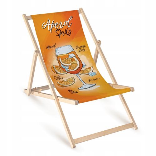 Leżak OGRODOWY DRAWNIANY JASNY nadruk APEROL SPRITZ na PLAŻĘ TARAS BALKON na Arena.pl